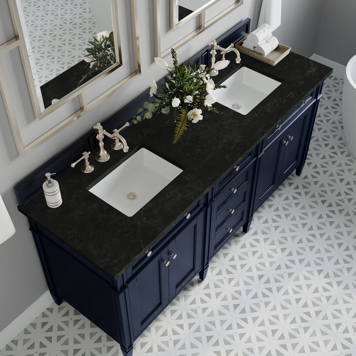 
                  
                    Brittany 72" Double Vanity in Victory Blue Double bathroom Vanity James Martin Vanities Phantome Eclos 
                  
                