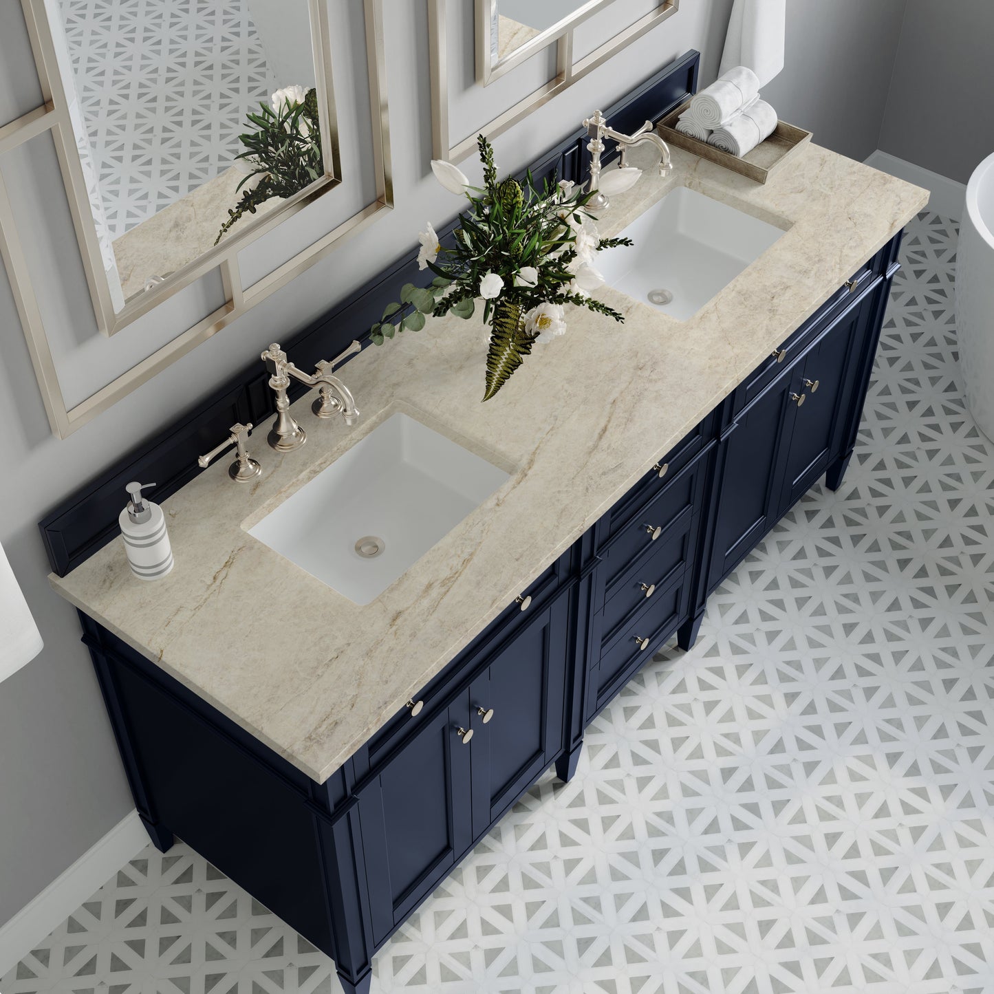 
                  
                    Brittany 72" Double Vanity in Victory Blue Double bathroom Vanity James Martin Vanities Tajnar Eclos 
                  
                