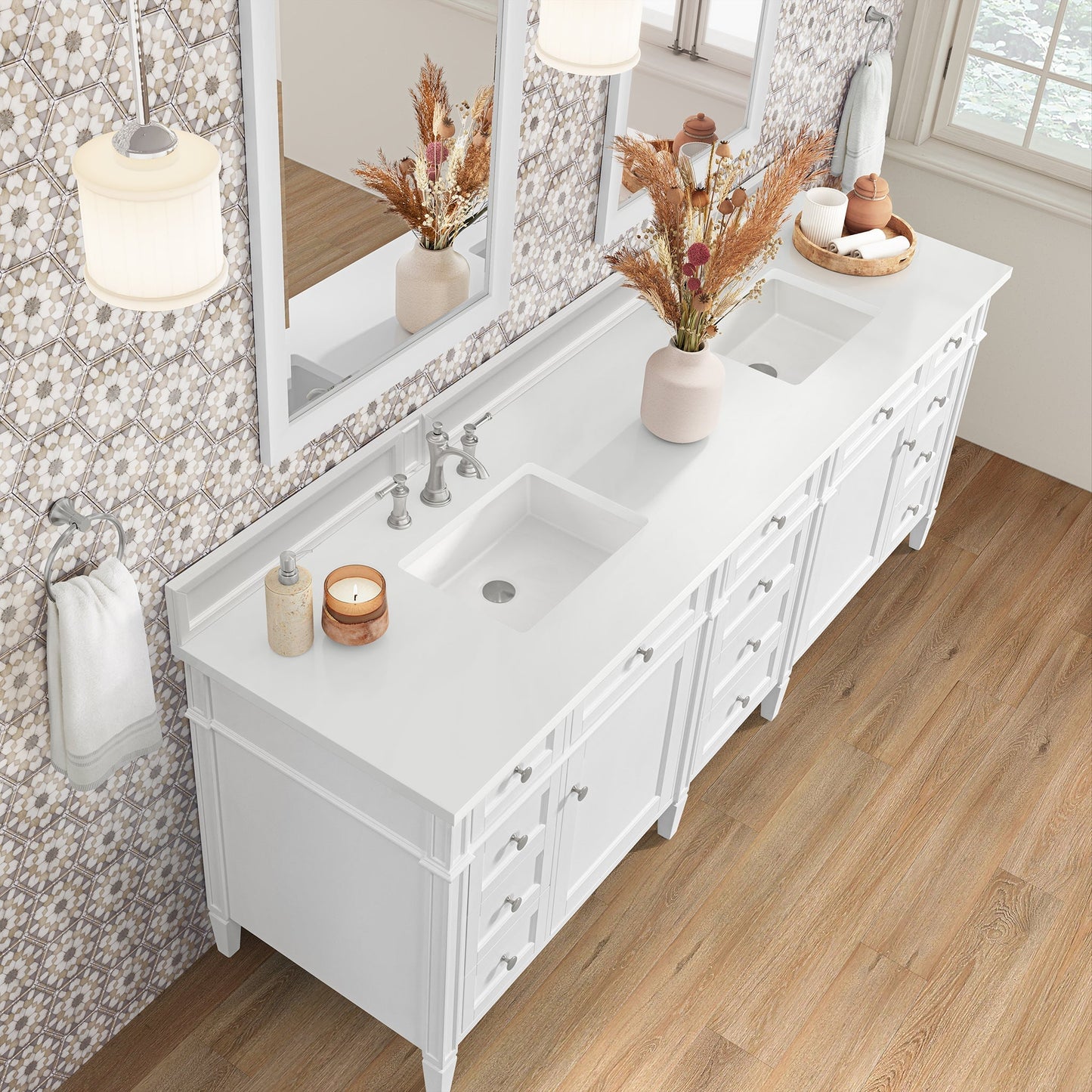 
                  
                    Brittany 84" Double Bathroom Vanity in Bright White Double bathroom Vanity James Martin Vanities 
                  
                