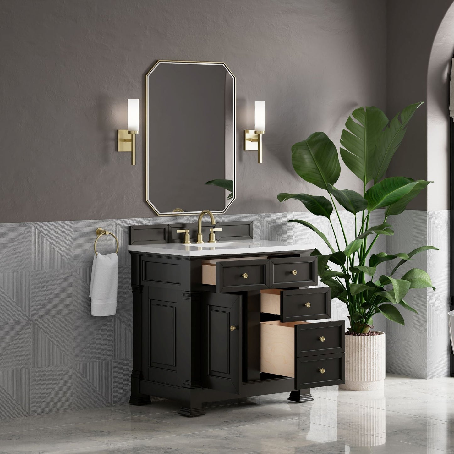 Brookfield 36" Single Vanity in Black Onyx Single Bathroom Vanity James Martin Vanities 