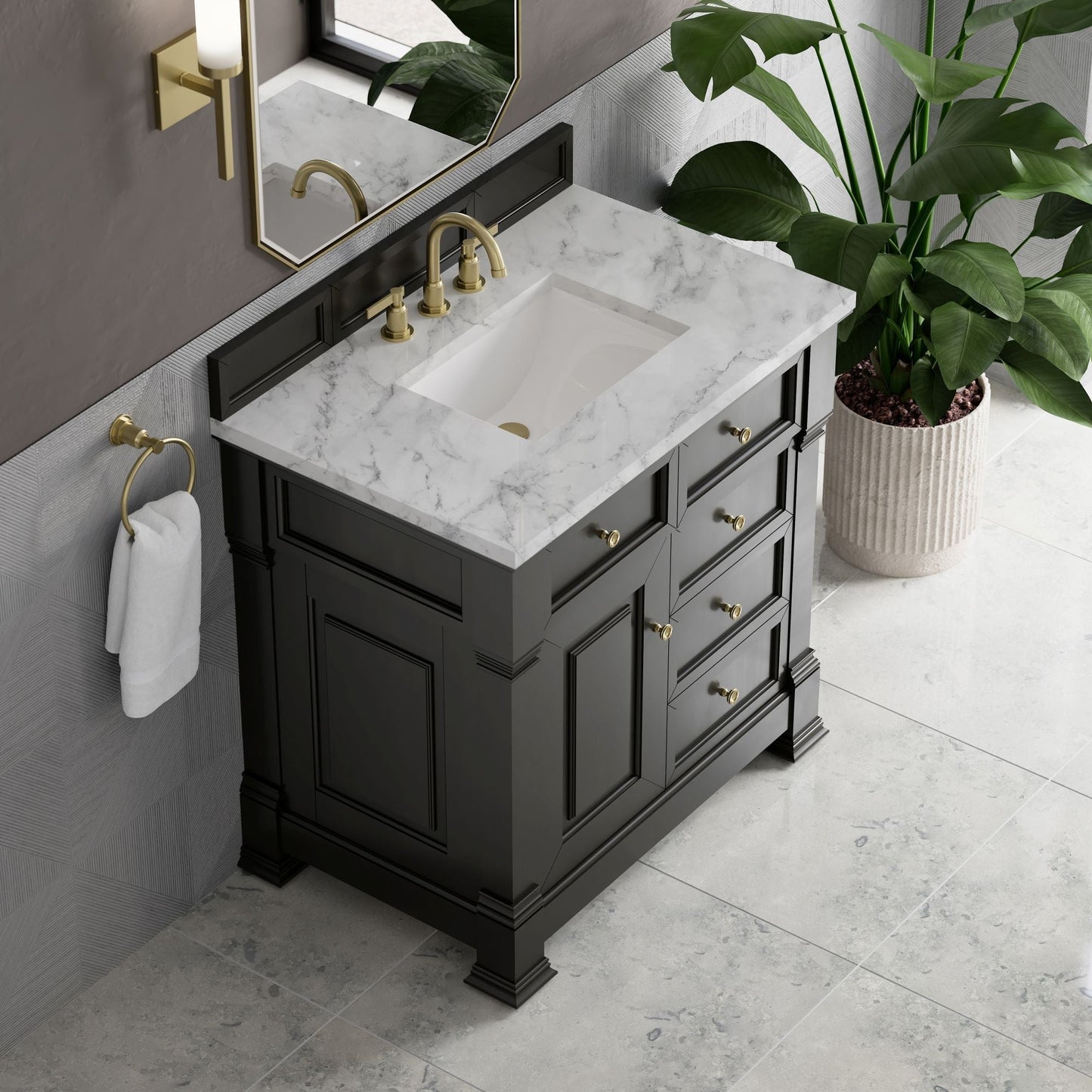 
                  
                    Brookfield 36" Single Vanity in Black Onyx Single Bathroom Vanity James Martin Vanities Carrara White Marble 
                  
                
