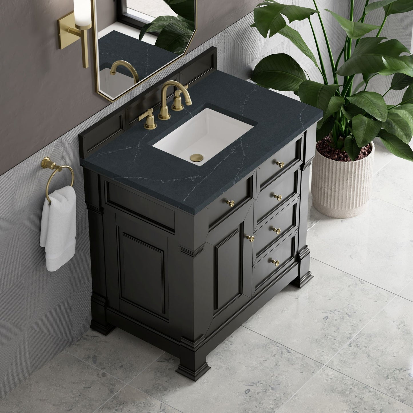
                  
                    Brookfield 36" Single Vanity in Black Onyx Single Bathroom Vanity James Martin Vanities Charcoal Soapstone Silestone 
                  
                