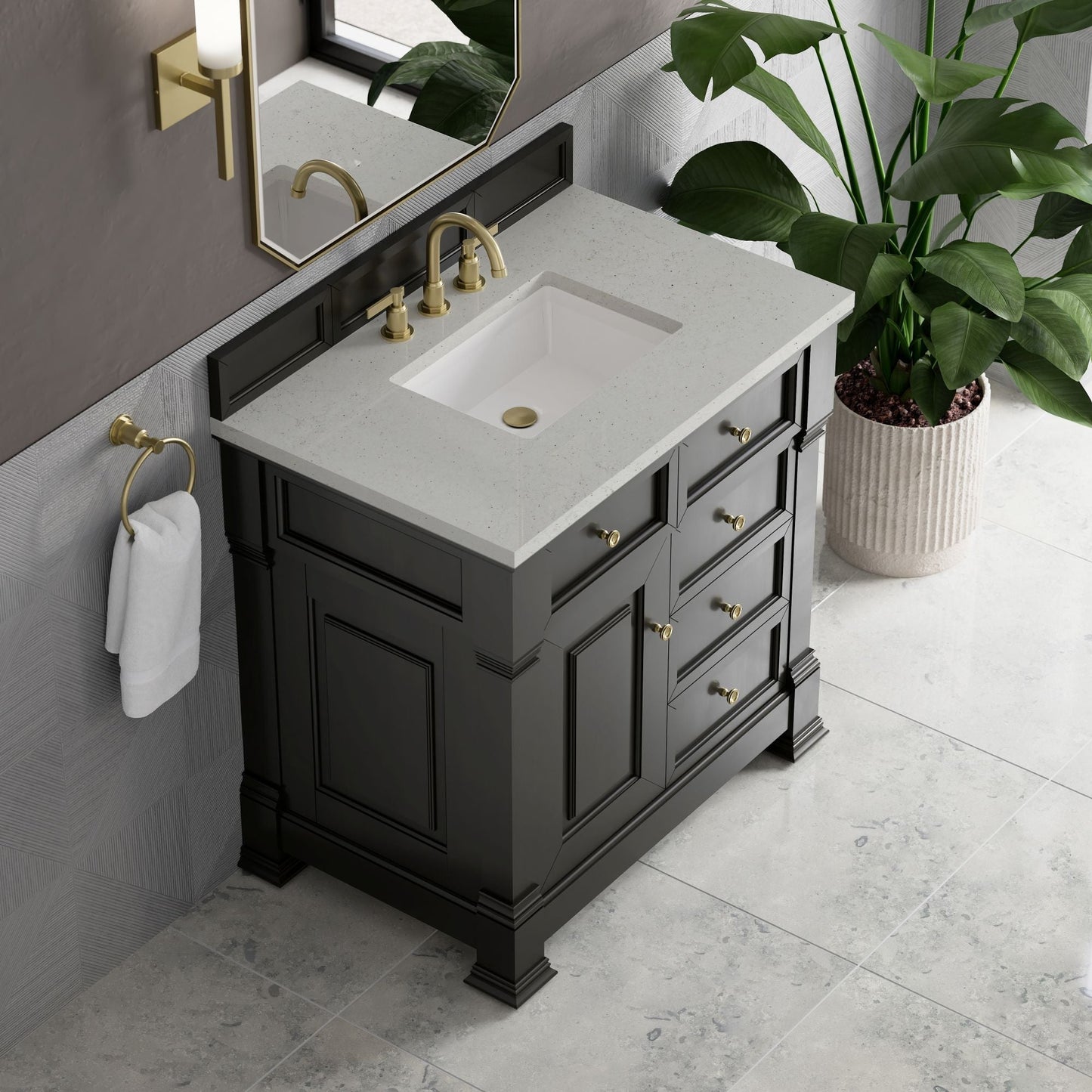 
                  
                    Brookfield 36" Single Vanity in Black Onyx Single Bathroom Vanity James Martin Vanities Lime Delight Silestone 
                  
                