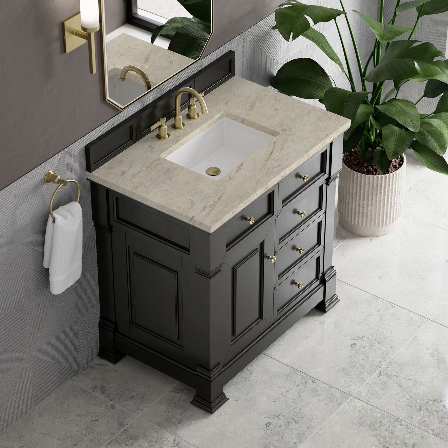 
                  
                    Brookfield 36" Single Vanity in Black Onyx Single Bathroom Vanity James Martin Vanities Tajnar Eclos 
                  
                