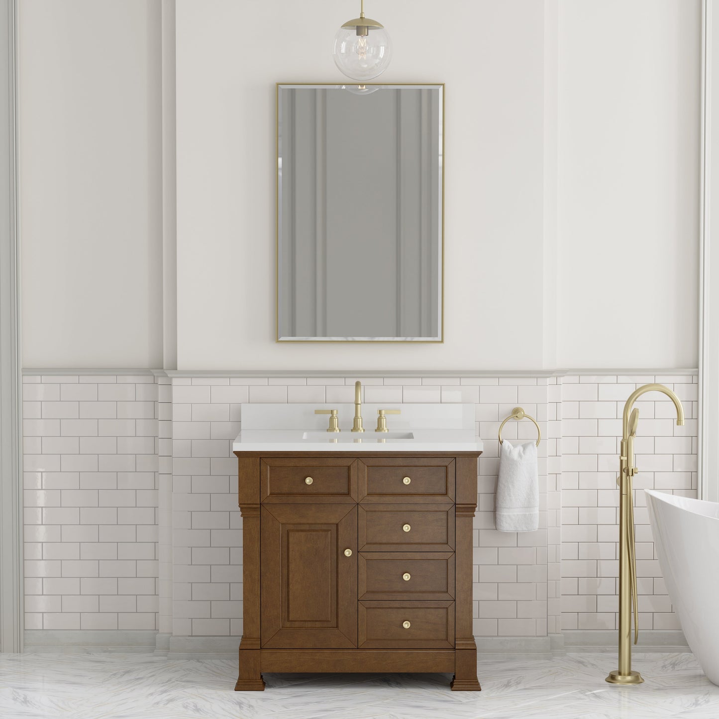 Brookfield 36" Single Vanity in Honey Oak Single Bathroom Vanity James Martin Vanities 