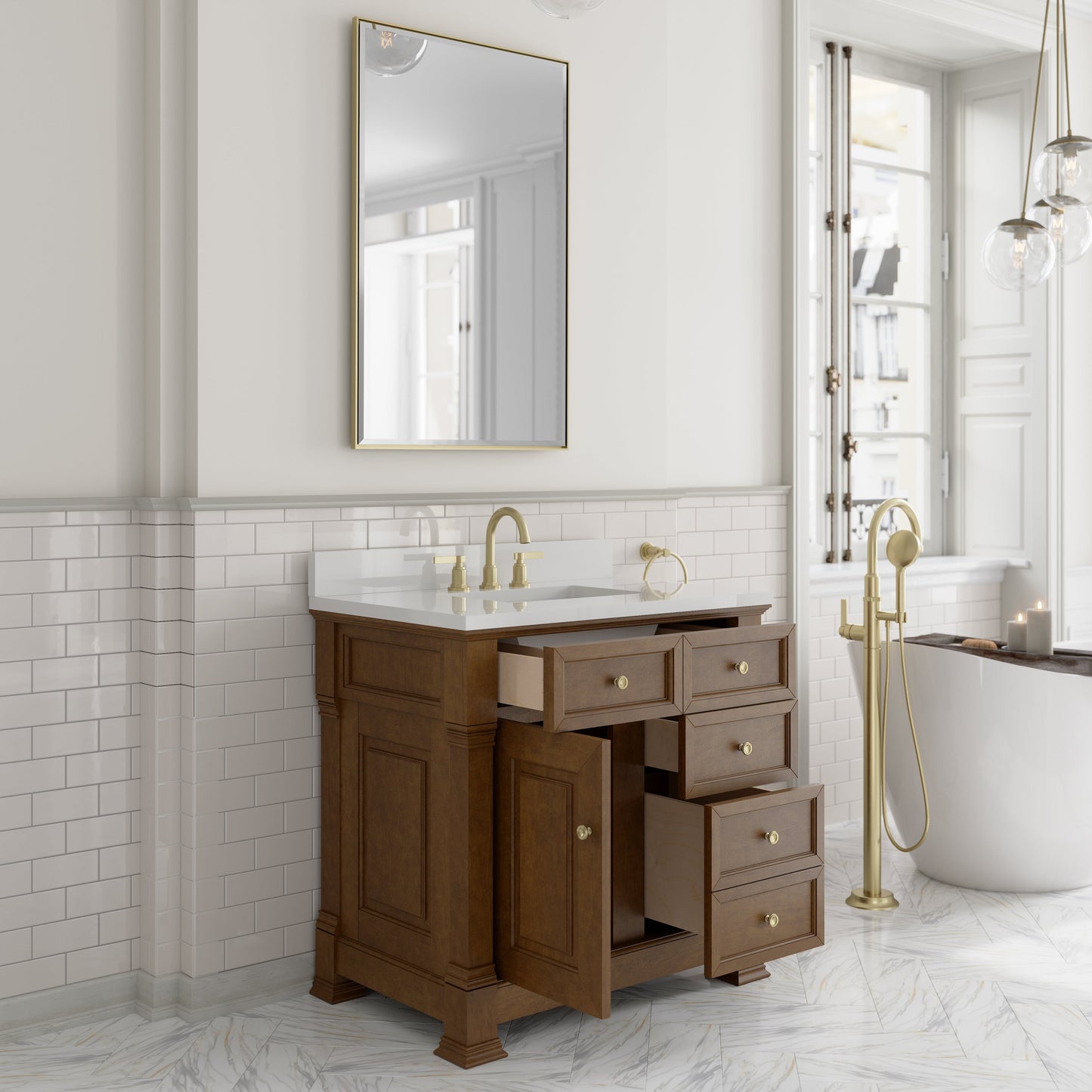 
                  
                    Brookfield 36" Single Vanity in Honey Oak Single Bathroom Vanity James Martin Vanities 
                  
                