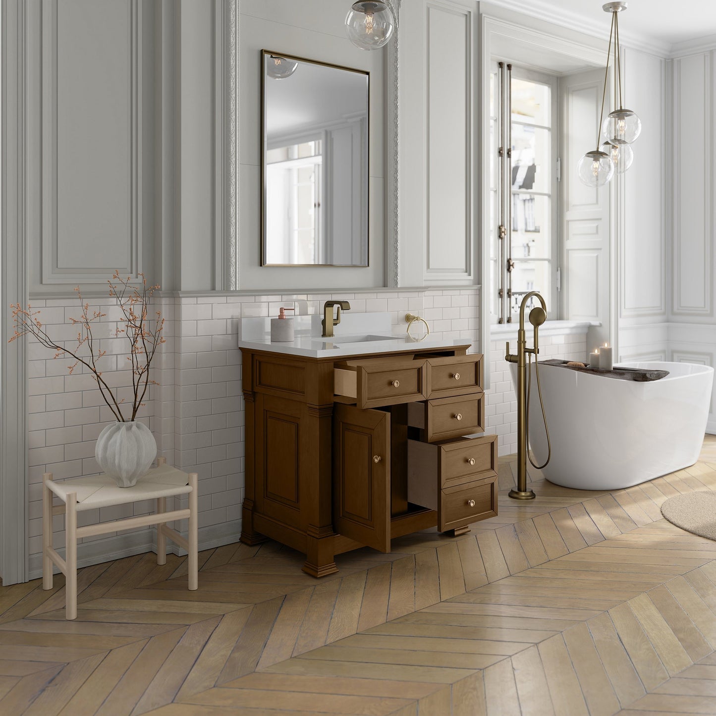 
                  
                    Brookfield 36" Single Vanity in Honey Oak Single Bathroom Vanity James Martin Vanities 
                  
                