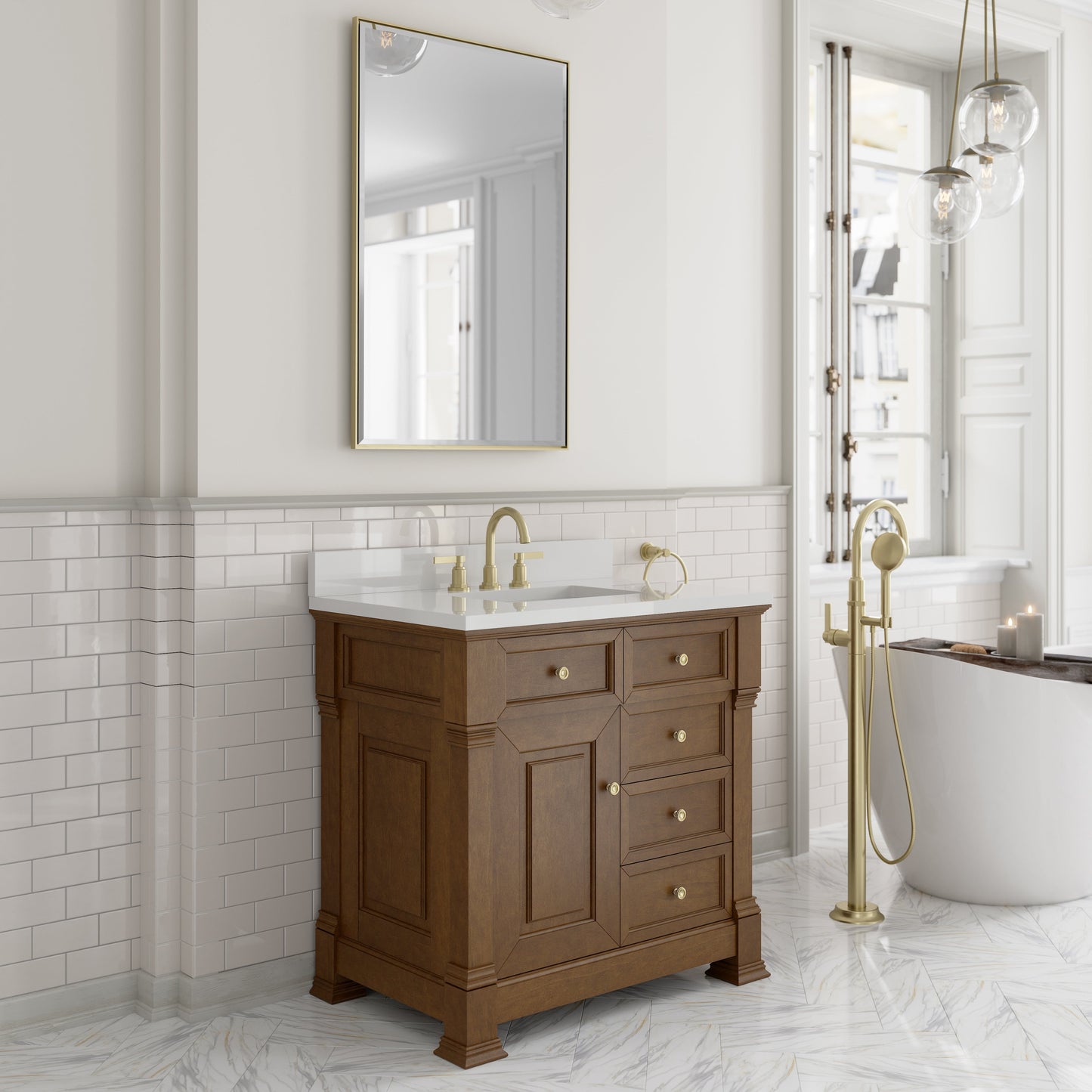 
                  
                    Brookfield 36" Single Vanity in Honey Oak Single Bathroom Vanity James Martin Vanities 
                  
                
