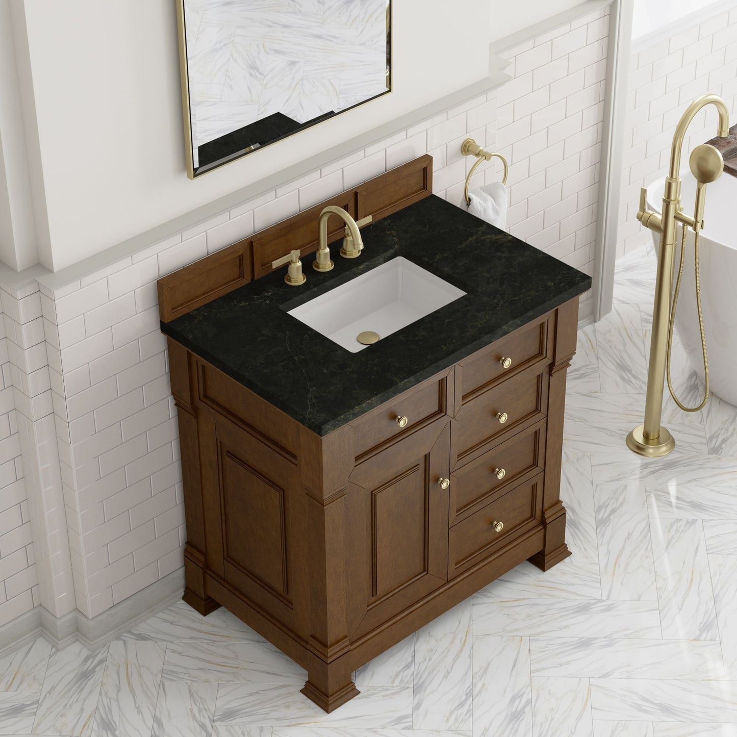 
                  
                    Brookfield 36" Single Vanity in Honey Oak Single Bathroom Vanity James Martin Vanities Phantome Eclos 
                  
                