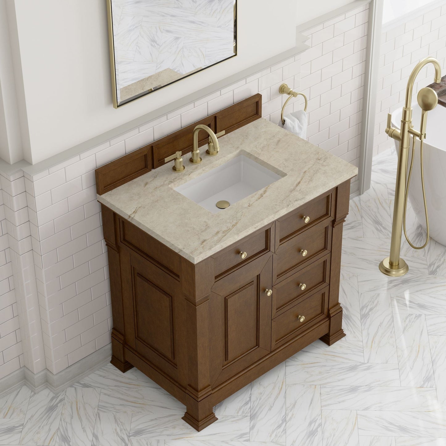 
                  
                    Brookfield 36" Single Vanity in Honey Oak Single Bathroom Vanity James Martin Vanities Tajnar Eclos 
                  
                
