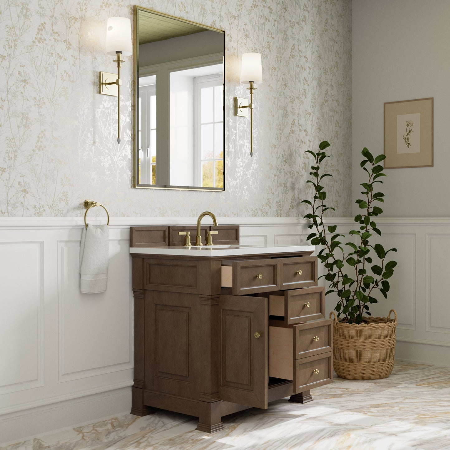 
                  
                    Brookfield 36" Single Vanity in Pecan Single Bathroom Vanity James Martin Vanities 
                  
                