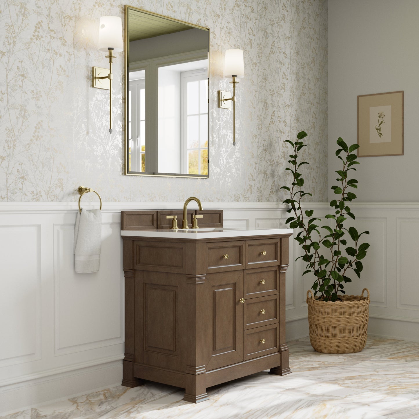 
                  
                    Brookfield 36" Single Vanity in Pecan Single Bathroom Vanity James Martin Vanities 
                  
                