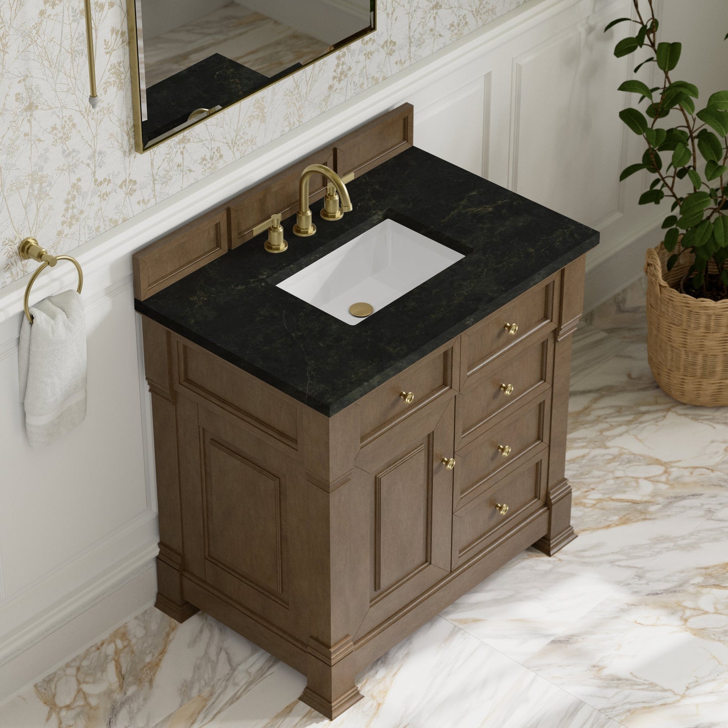 
                  
                    Brookfield 36" Single Vanity in Pecan Single Bathroom Vanity James Martin Vanities Phantome Eclos 
                  
                