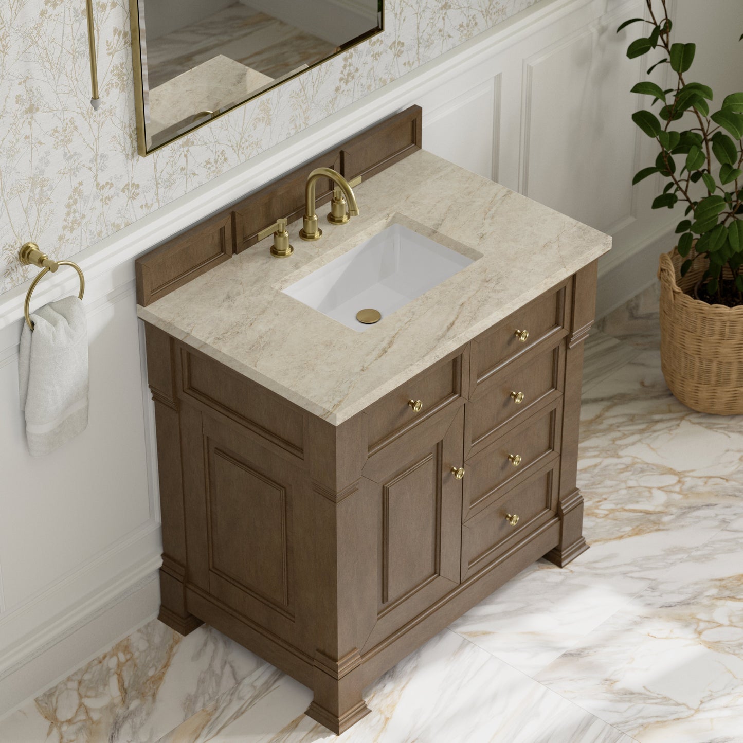 
                  
                    Brookfield 36" Single Vanity in Pecan Single Bathroom Vanity James Martin Vanities Tajnar Eclos 
                  
                