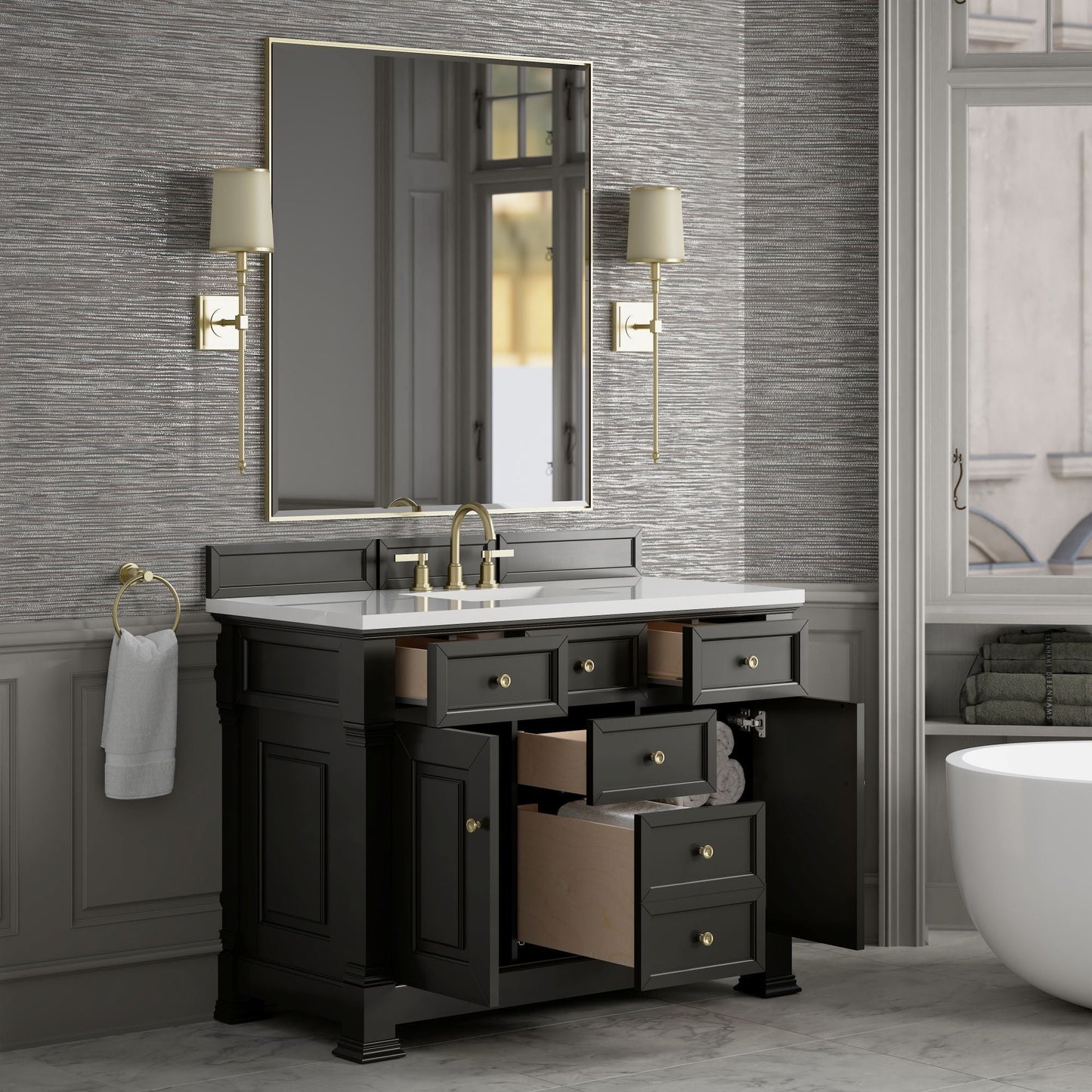 
                  
                    Brookfield 48" Single Vanity in Black Onyx Single Bathroom Vanity James Martin Vanities 
                  
                