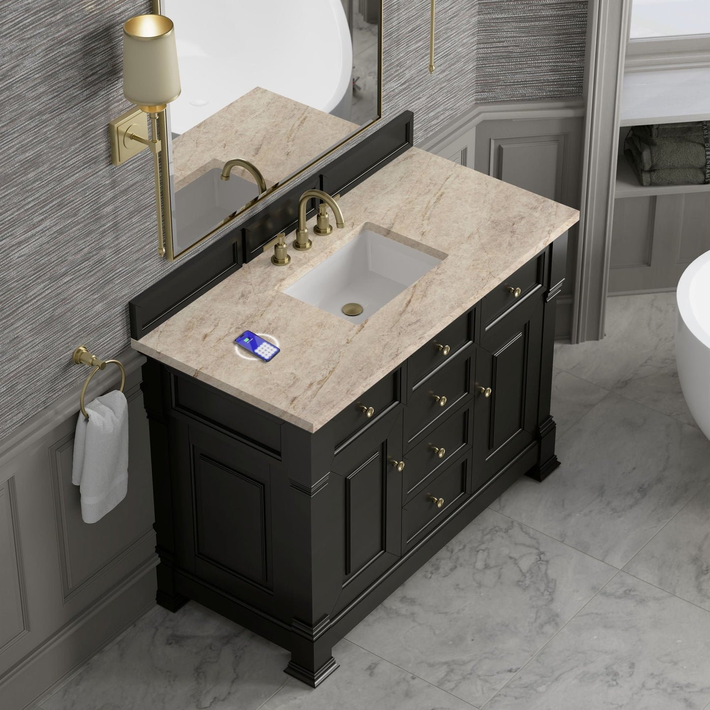 
                  
                    Brookfield 48" Single Vanity in Black Onyx Single Bathroom Vanity James Martin Vanities FreePower-Enabled Tajnar Eclos 
                  
                