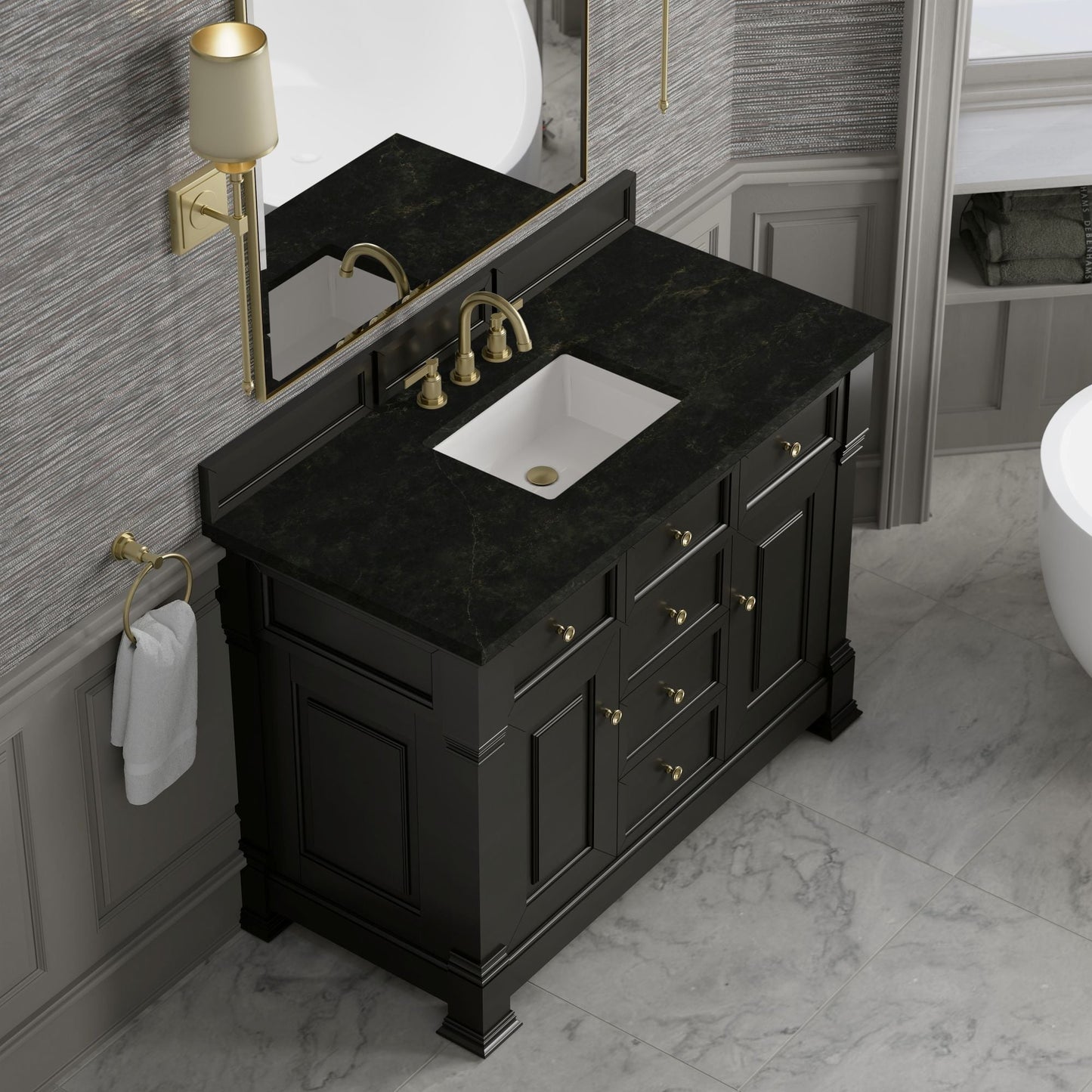 
                  
                    Brookfield 48" Single Vanity in Black Onyx Single Bathroom Vanity James Martin Vanities Phantome Eclos 
                  
                