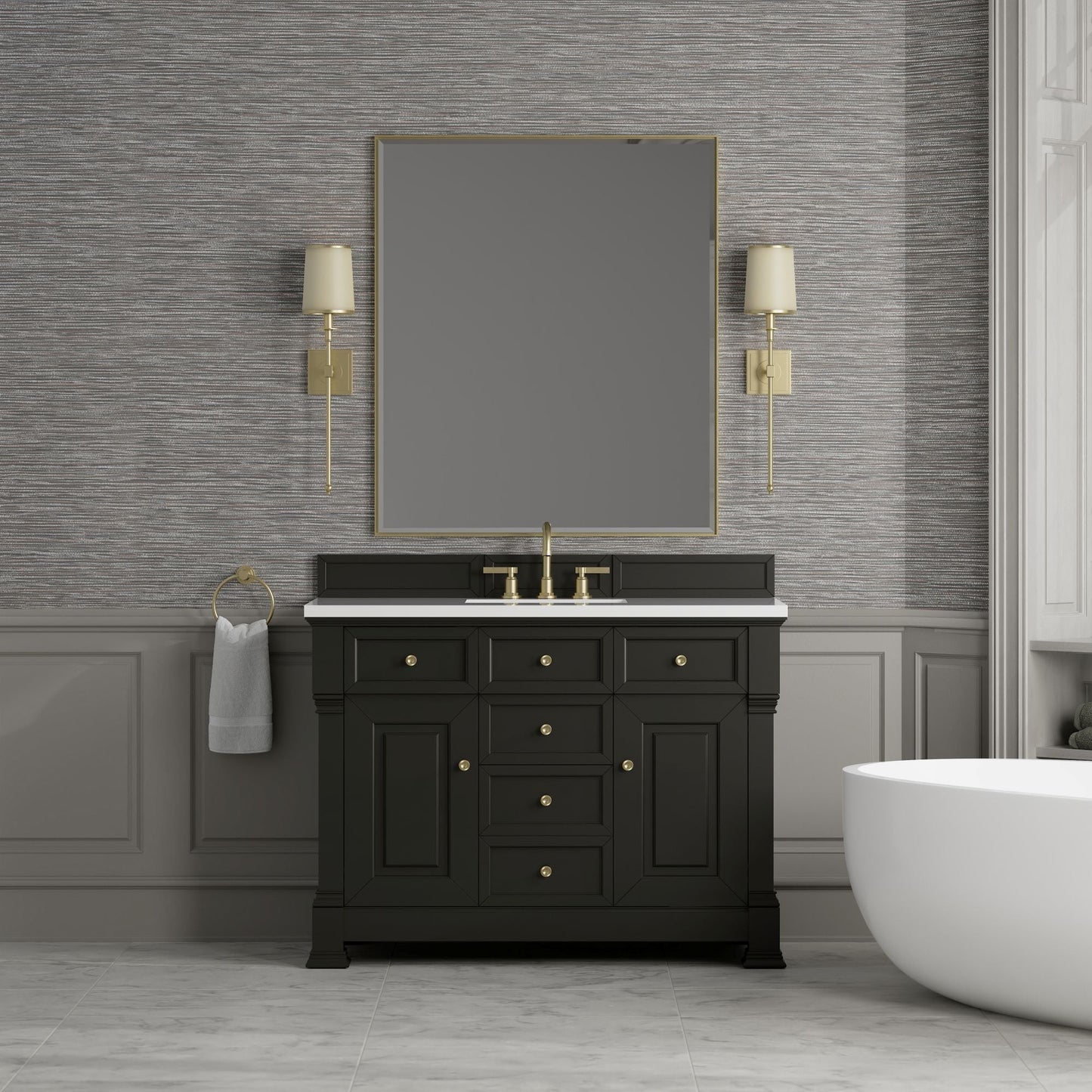 Brookfield 48" Single Vanity in Black Onyx Single Bathroom Vanity James Martin Vanities Select Your Top 