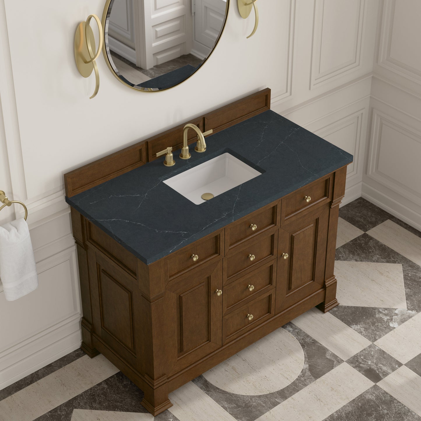 
                  
                    Brookfield 48" Single Vanity in Honey Oak Single Bathroom Vanity James Martin Vanities Charcoal Soapstone Silestone 
                  
                