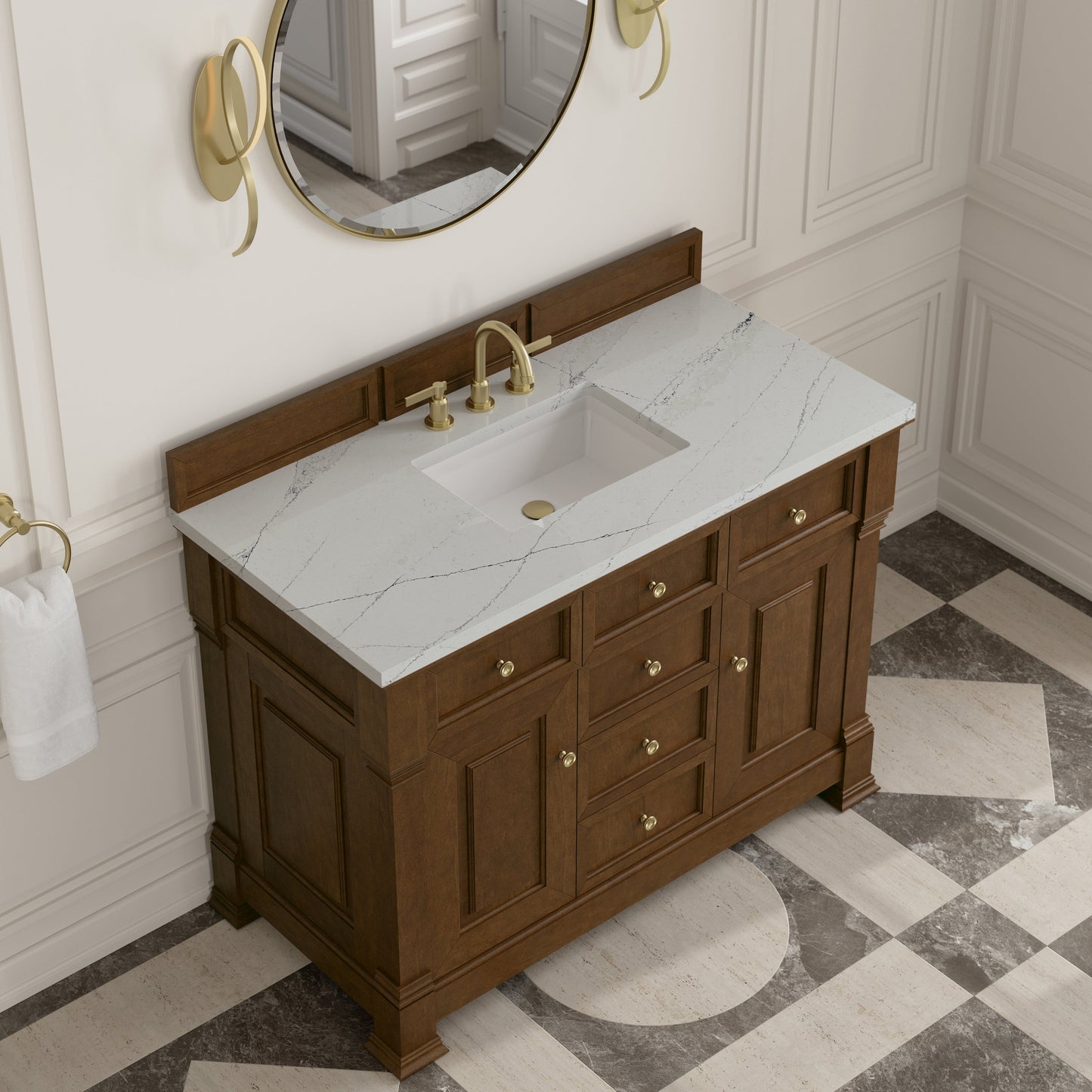 
                  
                    Brookfield 48" Single Vanity in Honey Oak Single Bathroom Vanity James Martin Vanities Ethereal Noctis Silestone 
                  
                
