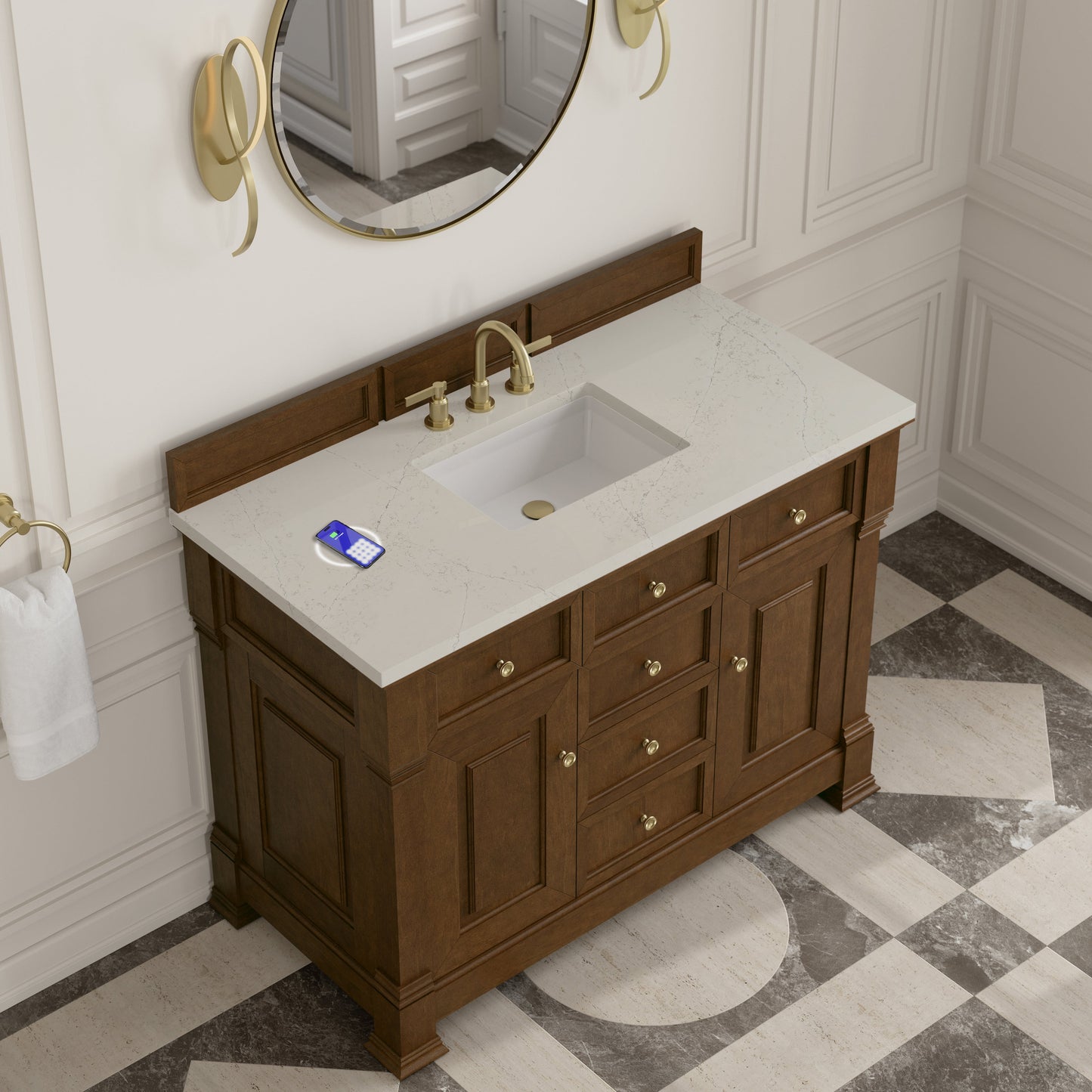 
                  
                    Brookfield 48" Single Vanity in Honey Oak Single Bathroom Vanity James Martin Vanities FreePower-Enabled Siberian Silestone 
                  
                