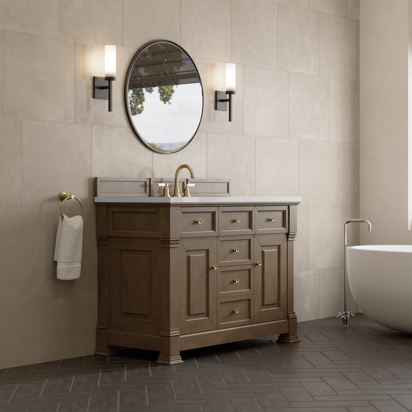 
                  
                    Brookfield 48" Single Vanity in Pecan Single Bathroom Vanity James Martin Vanities 
                  
                