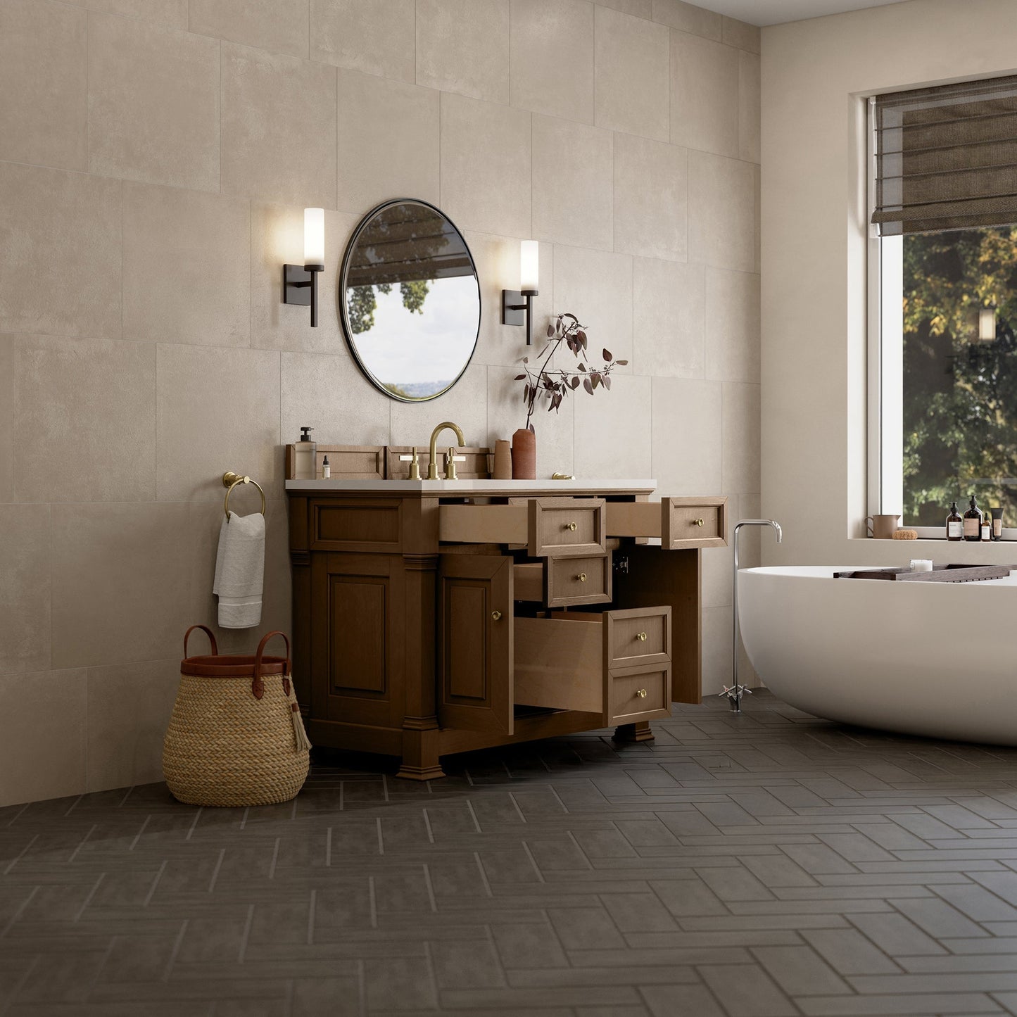 
                  
                    Brookfield 48" Single Vanity in Pecan Single Bathroom Vanity James Martin Vanities 
                  
                