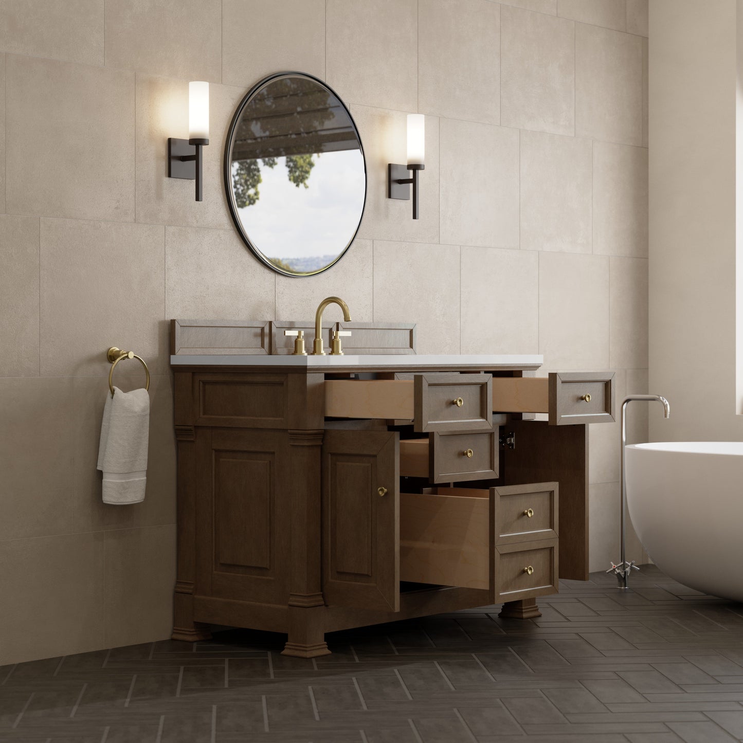 
                  
                    Brookfield 48" Single Vanity in Pecan Single Bathroom Vanity James Martin Vanities 
                  
                