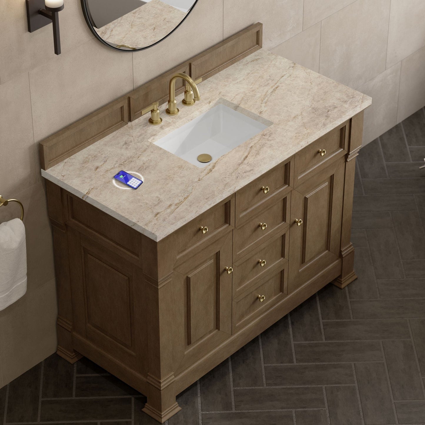
                  
                    Brookfield 48" Single Vanity in Pecan Single Bathroom Vanity James Martin Vanities FreePower-Enabled Tajnar Eclos 
                  
                