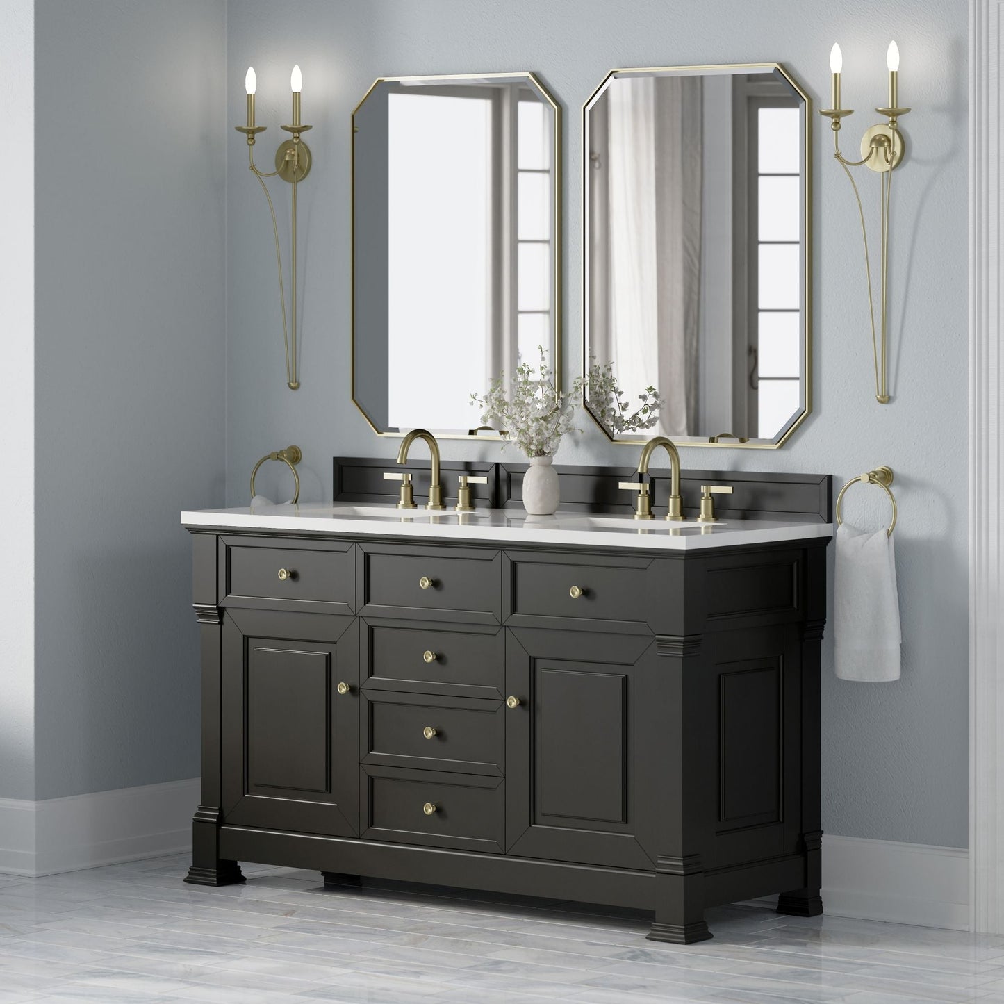 
                  
                    Brookfield 60" Double Vanity in Black Onyx Double Bathroom Vanity James Martin Vanities 
                  
                