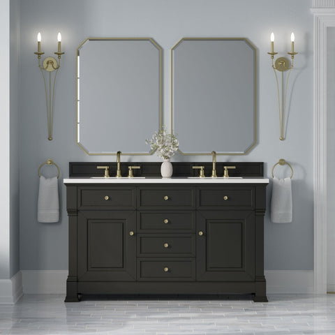 Brookfield 60" Double Vanity in Black Onyx Double Bathroom Vanity James Martin Vanities Select Your Top 
