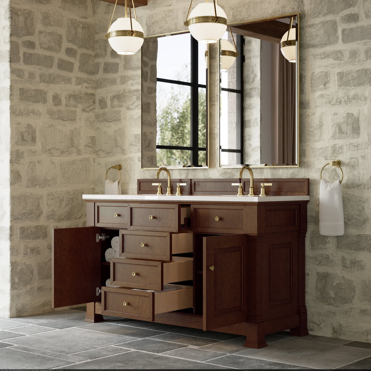 
                  
                    Brookfield 60" Double Vanity in Honey Oak Double Bathroom Vanity James Martin Vanities 
                  
                