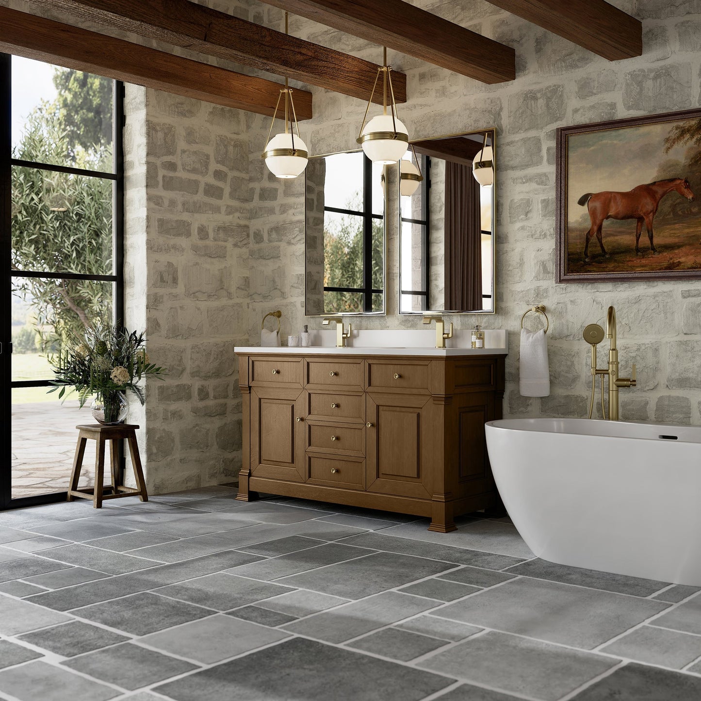 
                  
                    Brookfield 60" Double Vanity in Honey Oak Double Bathroom Vanity James Martin Vanities 
                  
                