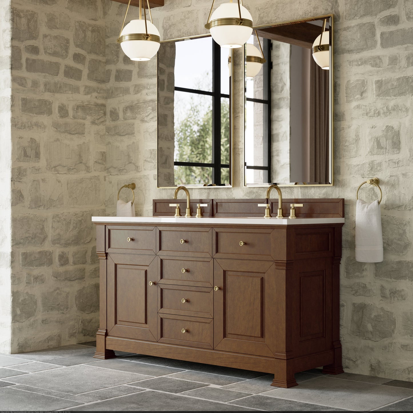 
                  
                    Brookfield 60" Double Vanity in Honey Oak Double Bathroom Vanity James Martin Vanities 
                  
                
