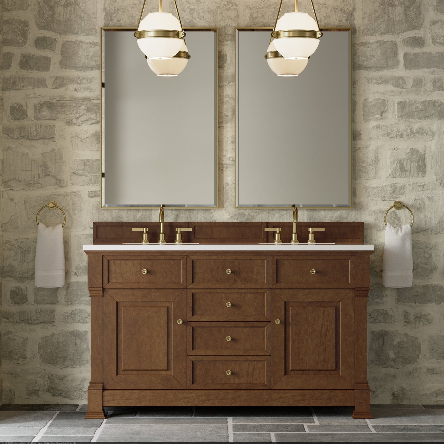 Brookfield 60" Double Vanity in Honey Oak Double Bathroom Vanity James Martin Vanities 