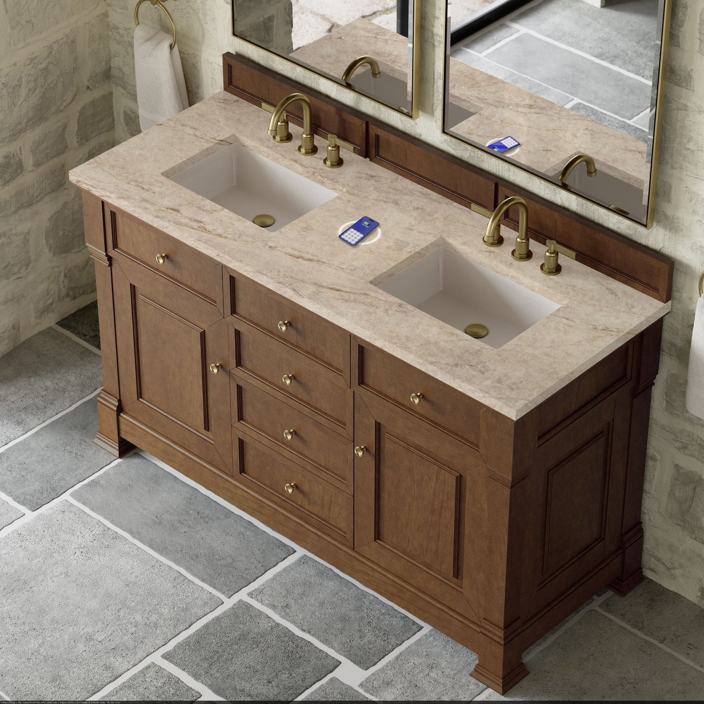 
                  
                    Brookfield 60" Double Vanity in Honey Oak Double Bathroom Vanity James Martin Vanities FreePower-Enabled Tajnar Eclos 
                  
                