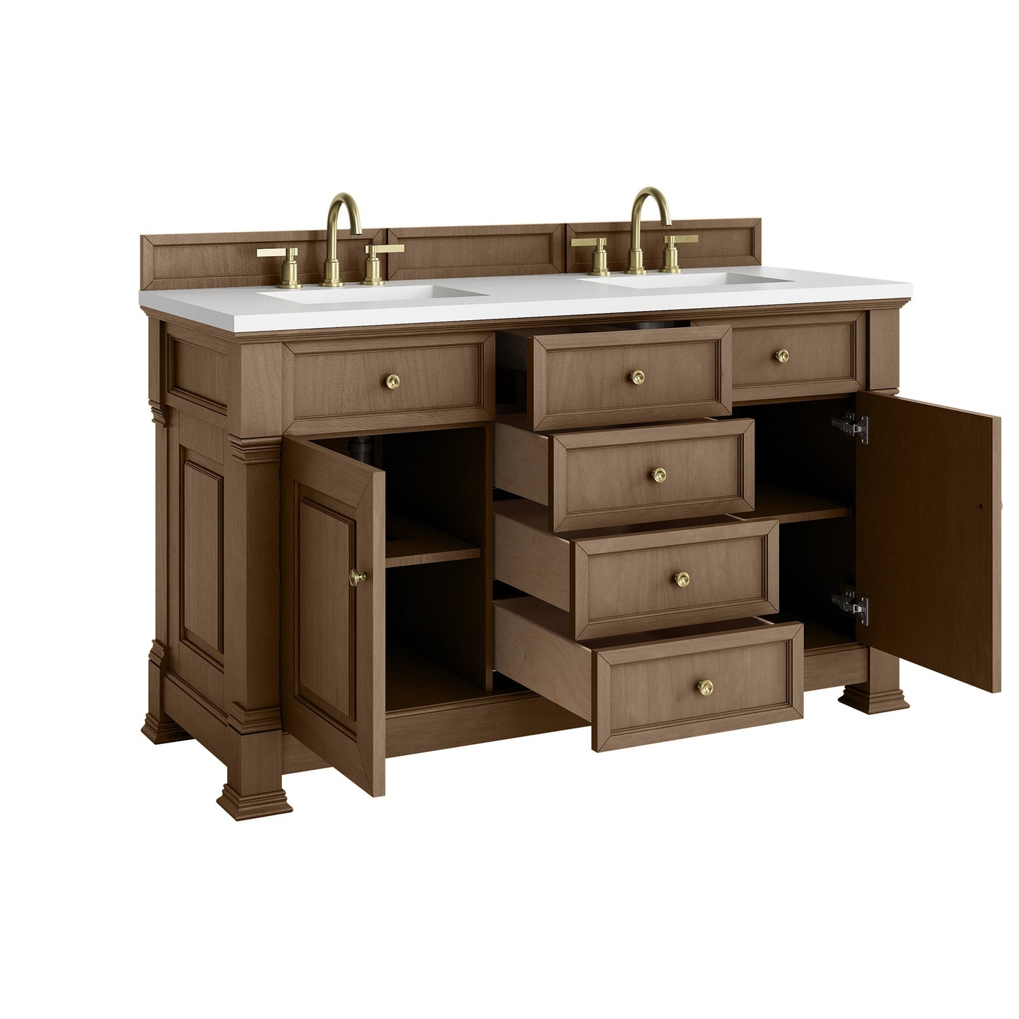 
                  
                    Brookfield 60" Double Vanity in Pecan Double Bathroom Vanity James Martin Vanities 
                  
                