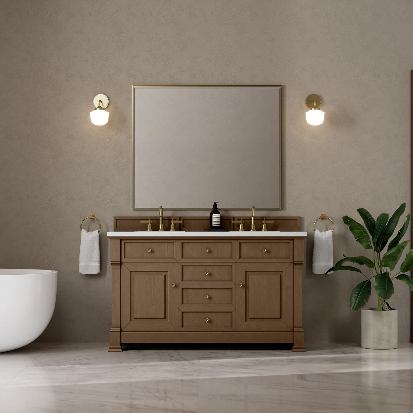 Brookfield 60" Double Vanity in Pecan Double Bathroom Vanity James Martin Vanities 