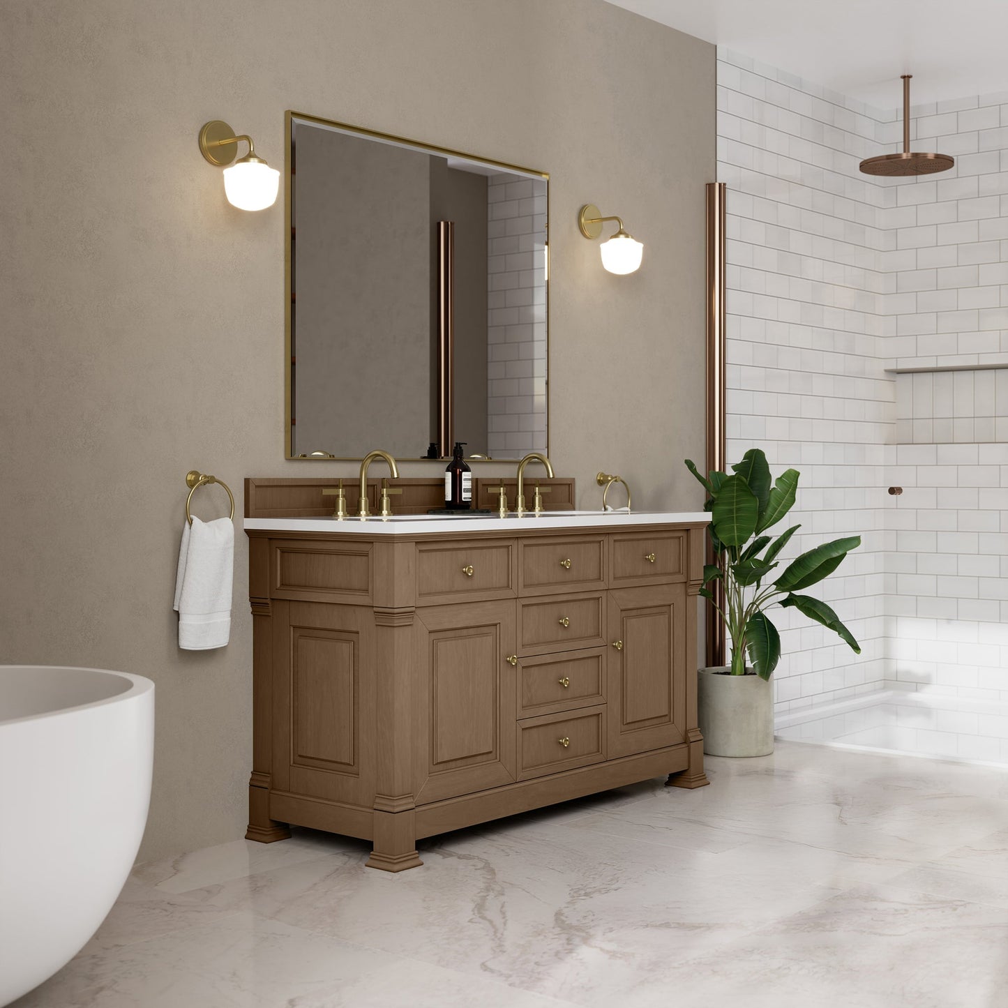 
                  
                    Brookfield 60" Double Vanity in Pecan Double Bathroom Vanity James Martin Vanities 
                  
                