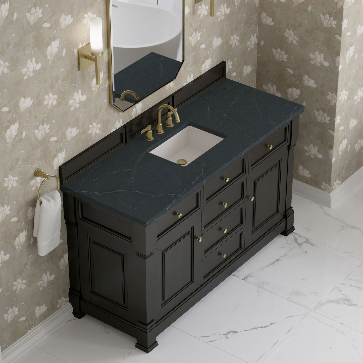 
                  
                    Brookfield 60" Single Vanity in Black Onyx Single Bathroom Vanity James Martin Vanities Charcoal Soapstone Silestone 
                  
                