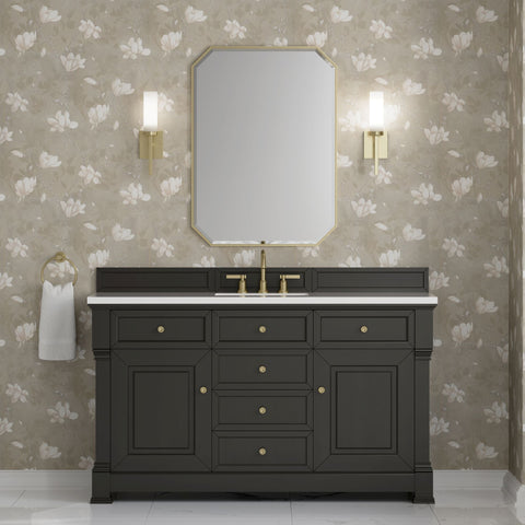 Brookfield 60" Single Vanity in Black Onyx Single Bathroom Vanity James Martin Vanities Select Your Top 