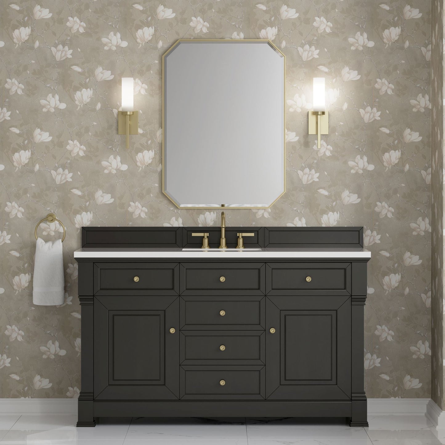 Brookfield 60" Single Vanity in Black Onyx Single Bathroom Vanity James Martin Vanities Select Your Top 