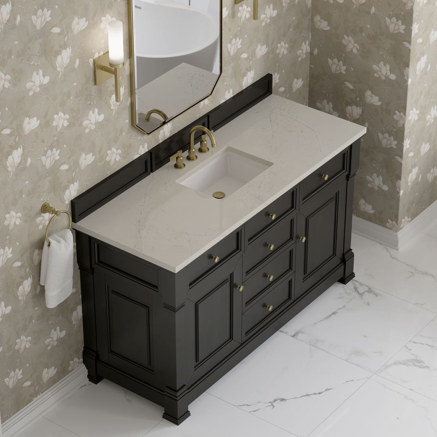 
                  
                    Brookfield 60" Single Vanity in Black Onyx Single Bathroom Vanity James Martin Vanities Siberian Silestone 
                  
                