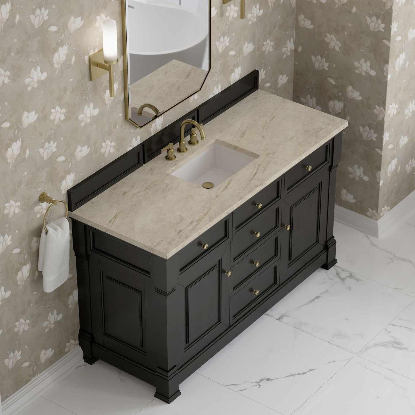 
                  
                    Brookfield 60" Single Vanity in Black Onyx Single Bathroom Vanity James Martin Vanities Tajnar Eclos 
                  
                