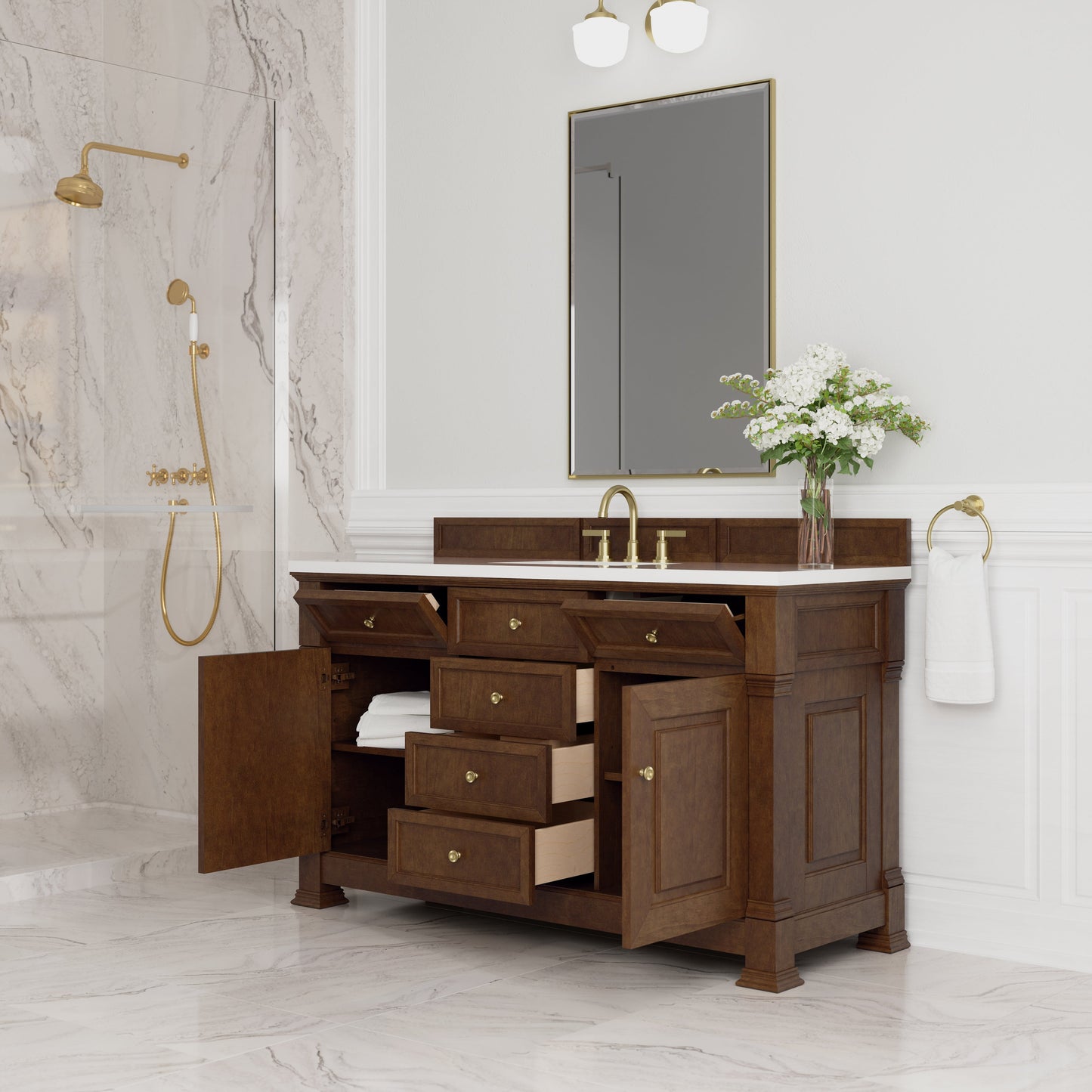 
                  
                    Brookfield 60" Single Vanity in Honey Oak Single Bathroom Vanity James Martin Vanities 
                  
                
