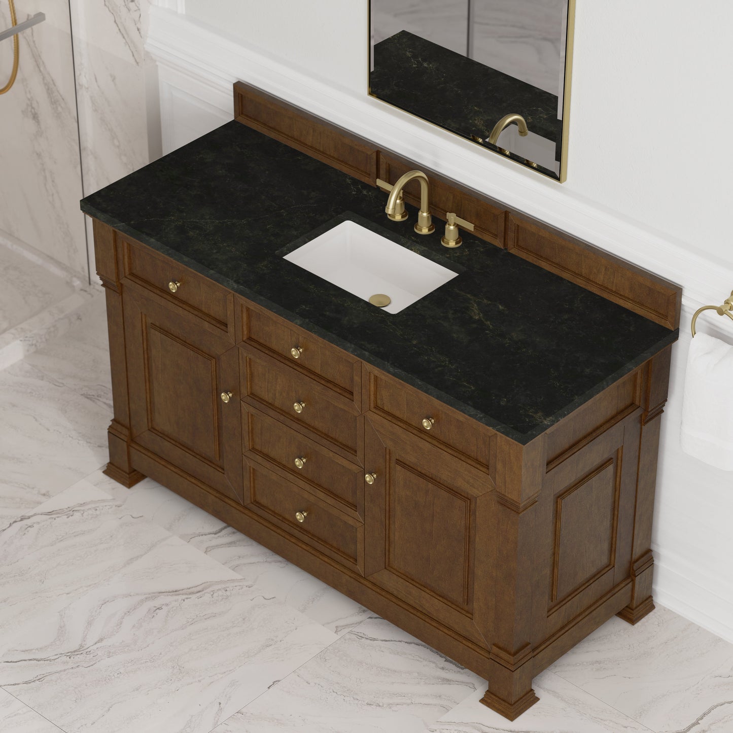 
                  
                    Brookfield 60" Single Vanity in Honey Oak Single Bathroom Vanity James Martin Vanities Phantome Eclos 
                  
                