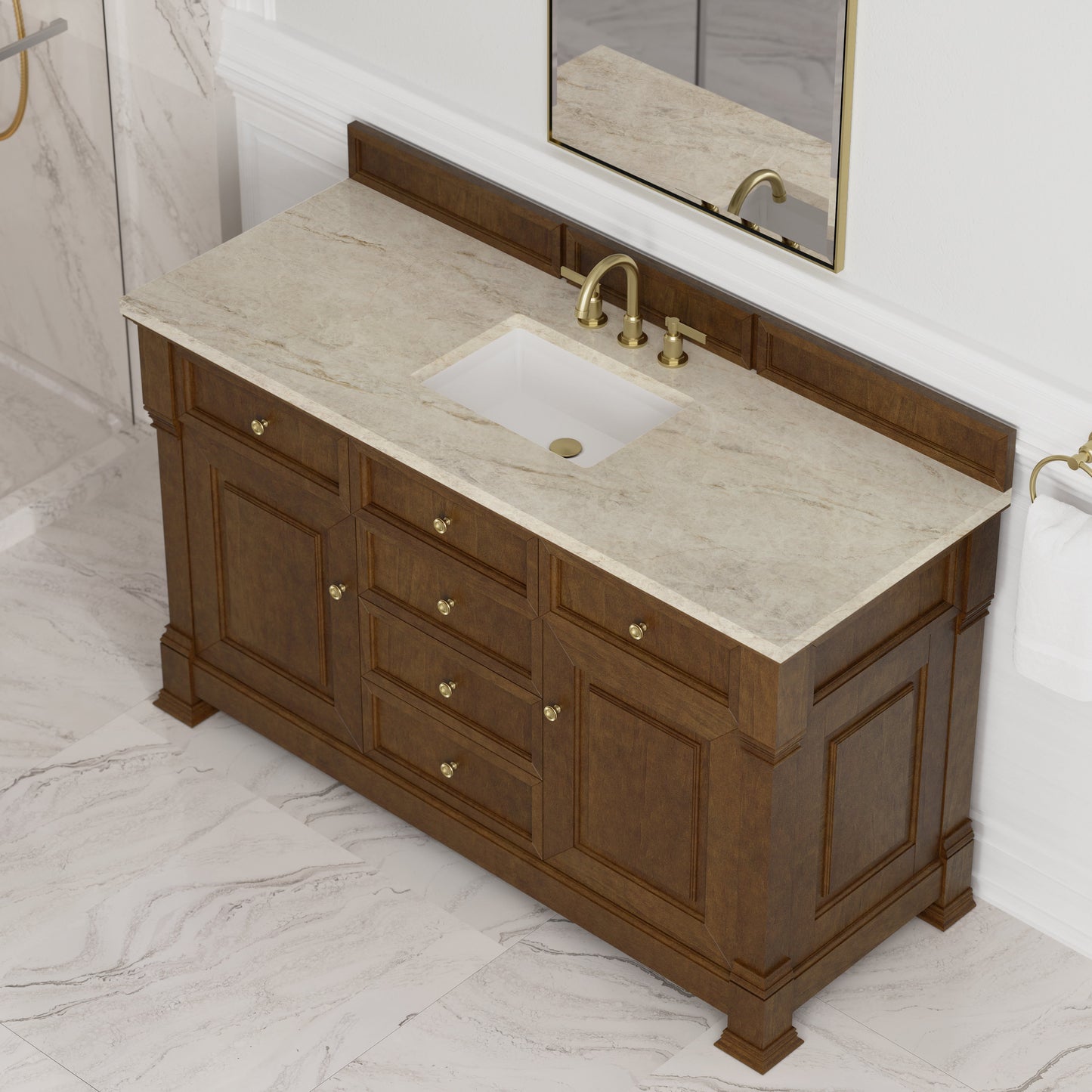 
                  
                    Brookfield 60" Single Vanity in Honey Oak Single Bathroom Vanity James Martin Vanities Tajnar Eclos 
                  
                