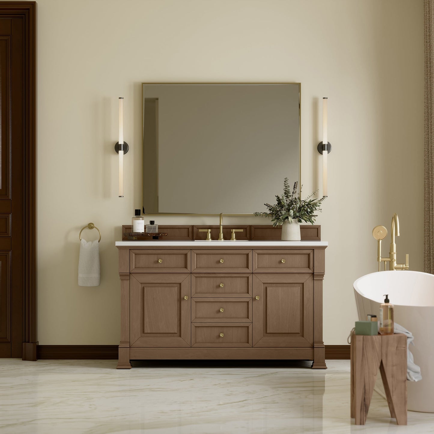 Brookfield 60" Single Vanity in Pecan Single Bathroom Vanity James Martin Vanities 