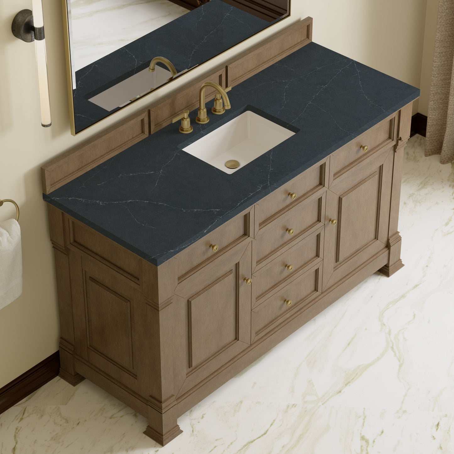 
                  
                    Brookfield 60" Single Vanity in Pecan Single Bathroom Vanity James Martin Vanities Charcoal Soapstone Silestone 
                  
                