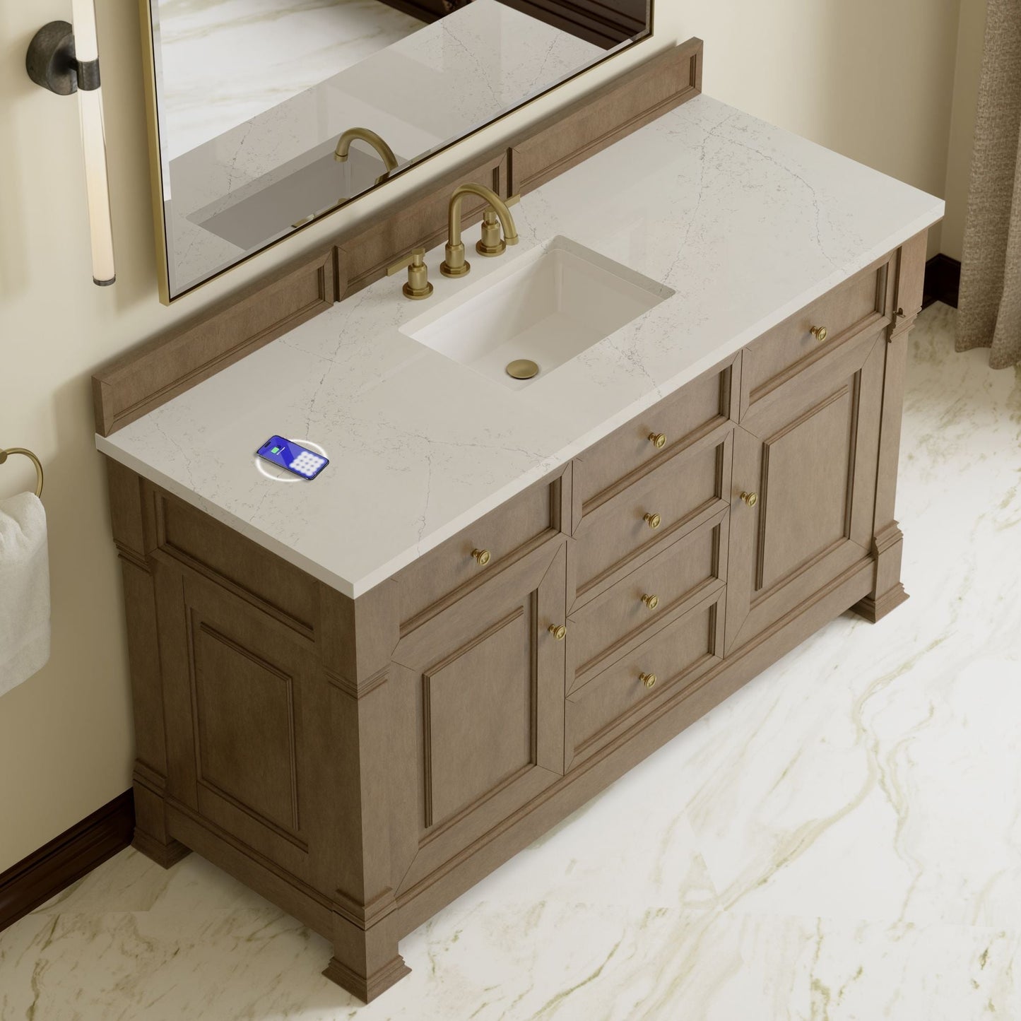 
                  
                    Brookfield 60" Single Vanity in Pecan Single Bathroom Vanity James Martin Vanities FreePower-Enabled Siberian Silestone 
                  
                